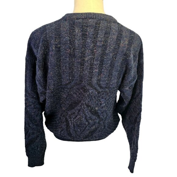 Spettro 80s Wool Knit Crewneck Sweater Mens M Drop Shoulder Blue Pullover - Picture 7 of 11